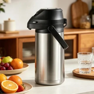 Thermosflespompkan - drankdispenser karaf - 33x125 cm - zilver
