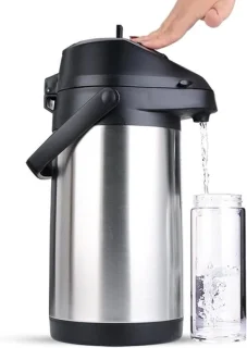 Thermoskan met pomp 2,5 liter zilver