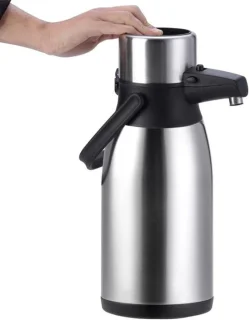 Thermoskan met pomp - 2.5 liter - zilver