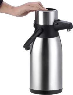 Thermoskan met pomp 2.5 liter zilver
