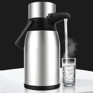 Thermoskan met pomp - Airpot koffie dispenser - 1 liter, rvs
