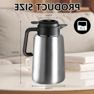 Thermoskan met temperatuurdisplay - 2,2 liter - zilver