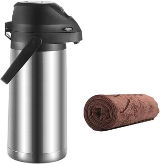 Thermoskan pomp - 1 liter - zilver