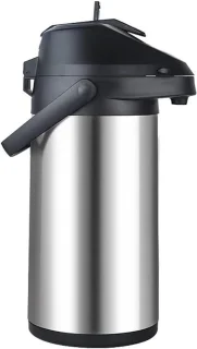Thermoskan pompdispenser 1 liter zilverkleurig
