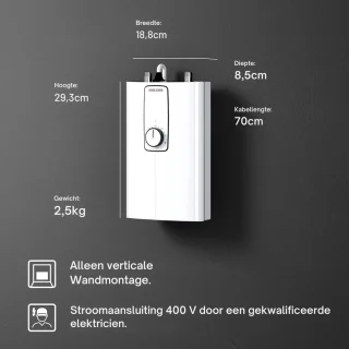 VIN® Doorstroomverwarmer Elektrisch voor wastafel
