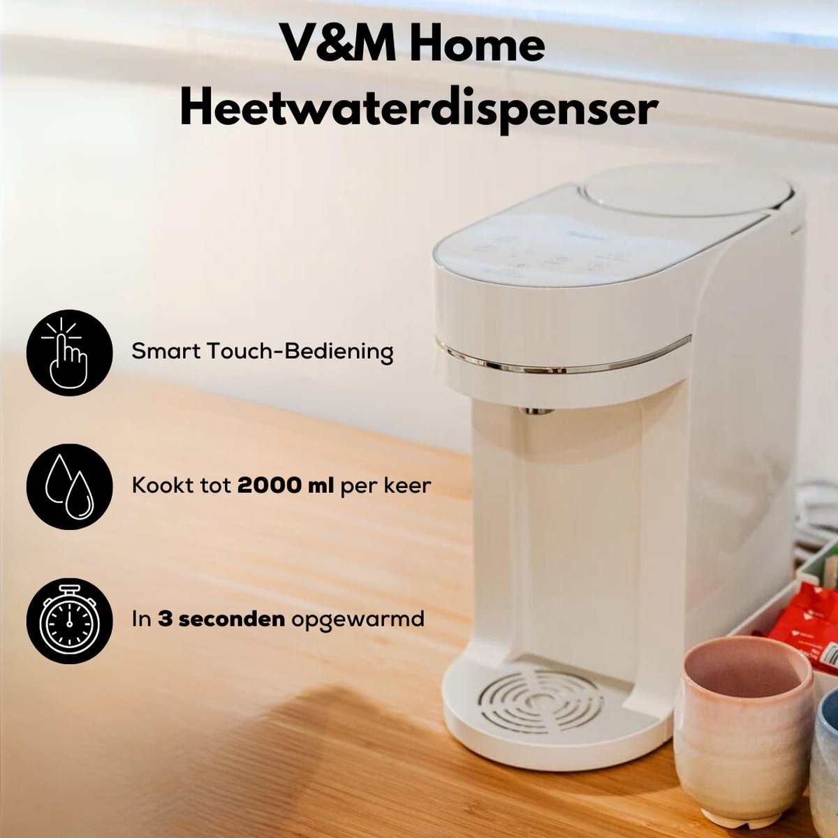 Wat vinden we goed aan de V&M Heetwaterdispenser Wit