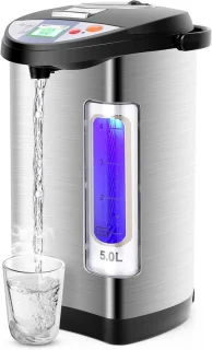 Warmwaterdispenser 5 liter zilver en zwart