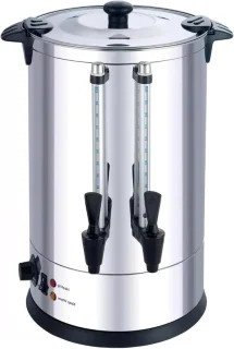 Warmwaterdispenser dubbele kranen 56 liter zilver