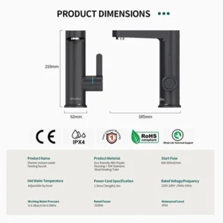 Warmwaterdispenser mat zwart