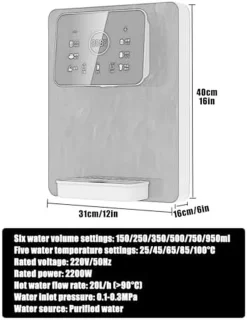 Warmwaterdispenser wandmontage 150-950 ml wit