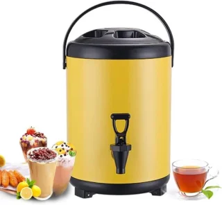 Waterdispenser rvs - thermoskan met kraan - 6 tot 12 liter - geel