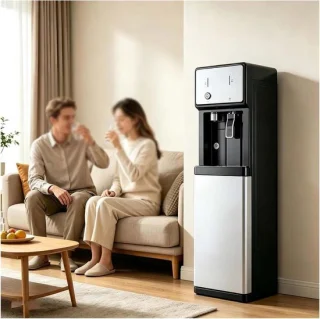Waterdispenser vrijstaand - waterkoeler fontein - 105x31x31 cm - wit