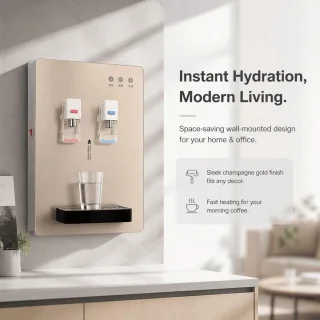 Waterdispenser wandmontage desktop champagne goud