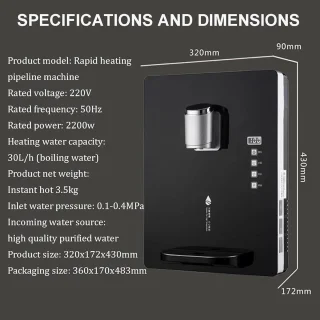 Waterdispenser wandmontage wit