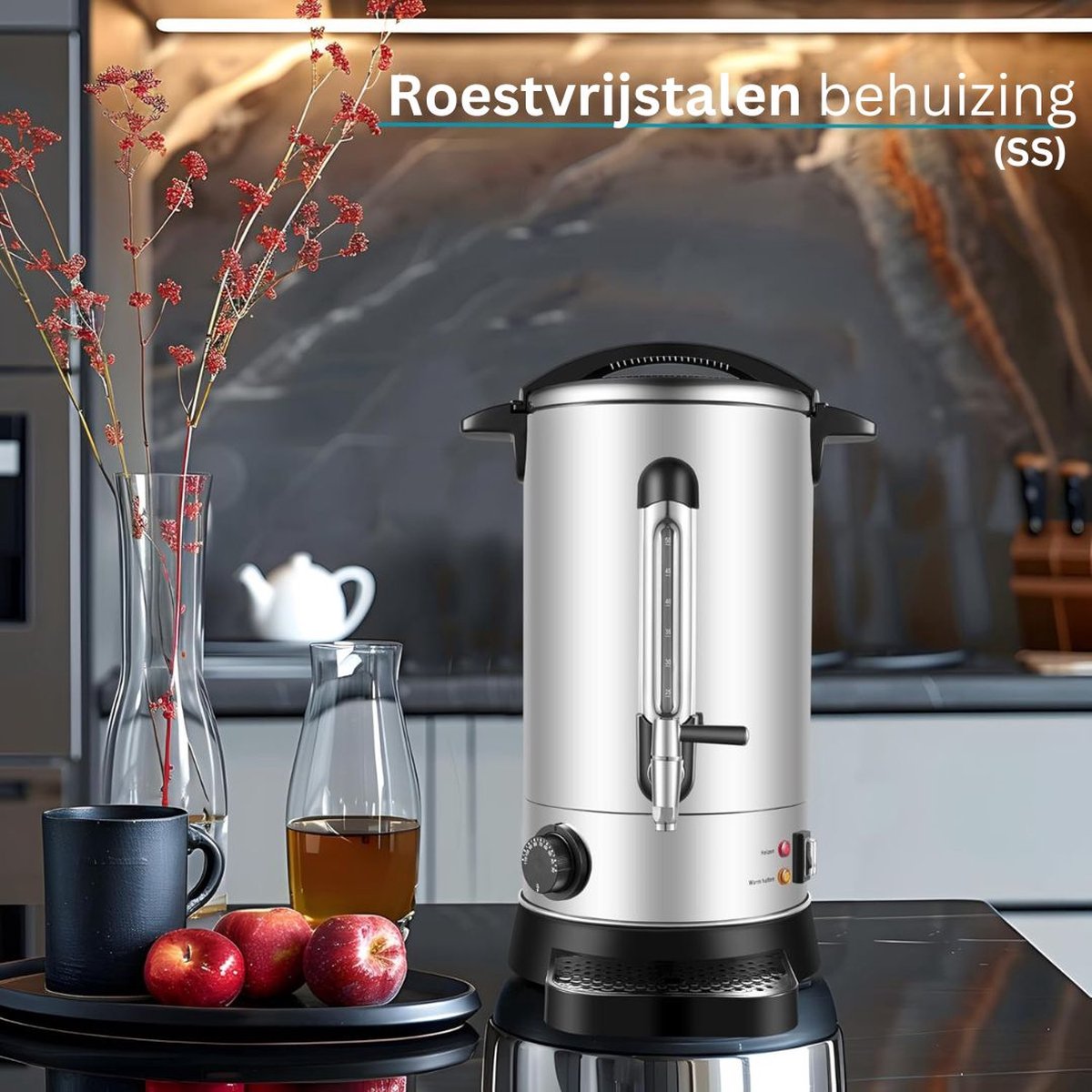 White-Label Luxe Heetwaterdispenser Zilver Zwart