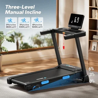 Inklapbare Loopband voor Thuisgebruik - 6% Helling, 2,5PK, 0,8–12 km/u, Stil Fitnessapparaat Met LED-Display