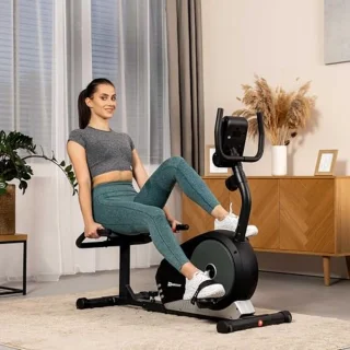 Ergometer Ligfiets met Hand- en Polssensoren - 8 Weerstandsniveaus en 9.5 kg Vliegwiel - Max. Gebruikersgewicht 120 kg