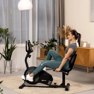 Ergometer Ligfiets met Hand- en Polssensoren - 8 Weerstandsniveaus en 9.5 kg Vliegwiel - Max. Gebruikersgewicht 120 kg