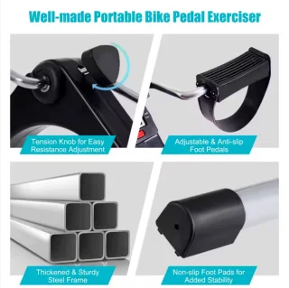 Mini fiets home trainer - Beentrainer - Fietsen - Thuis sporten - Fietsbewegingstrainer - Goed de zomer door - Stoelfiets - Stoelfietsen - Mini hometrainer - Bike Bureaufiets - Zwart