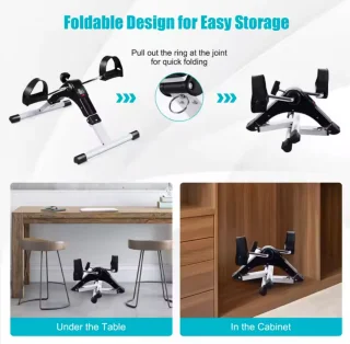 Mini fiets home trainer - Beentrainer - Fietsen - Thuis sporten - Fietsbewegingstrainer - Goed de zomer door - Stoelfiets - Stoelfietsen - Mini hometrainer - Bike Bureaufiets - Zwart