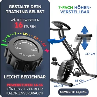 Inklapbare Hometrainer voor Senioren | Ergometer met Comfortabele Zitting en Stil Design | Tot 150 kg Belastbaar