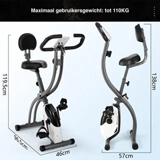 Hometrainer met Rugleuning en Hartslagsensoren - Opklapbare Fitnessbike voor Thuis