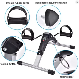 Fietstrainer – Opvouwbare Mini Hometrainer met LCD Scherm, Verstelbare Weerstand & Antislip Pedalen – Stoelfiets voor Armen en Benen