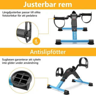 Opvouwbare Stationaire Fiets Pedaal Trainer voor Bureau met LCD-monitor