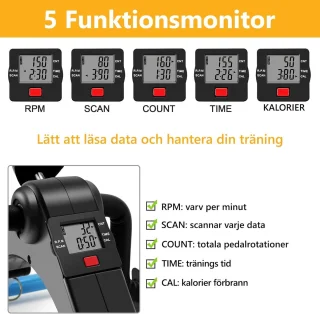 Opvouwbare Stationaire Fiets Pedaal Trainer voor Bureau met LCD-monitor