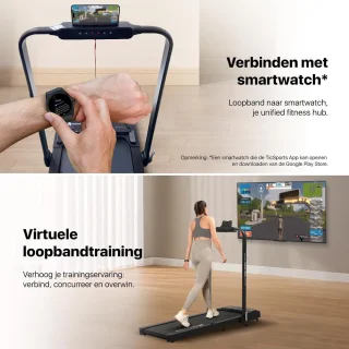 Opvouwbare 3-in-1 Loopband onder Bureau met Helling, 12 km/u en Draagbare Ontwerp voor Thuisgebruik