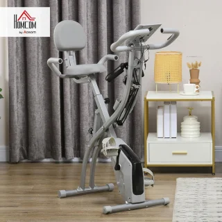 2-in-1 Hometrainer met LCD-display en Inklapbaar Ontwerp - Fietstrainer met 8 Weerstandsniveaus en Spankabels