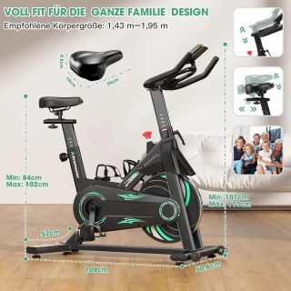 Hometrainer voor Thuis met Bluetooth en LCD-Display - Comfortabele Spinfiets met Magneetweerstand