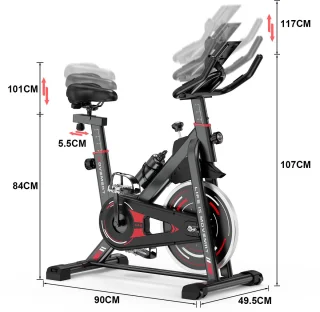 Hometrainers - Fitnessfiets voor binnenshuis met vliegwiel van 10 kg - LCD-scherm - Verstelbare stoel en armleuningen - Draagvermogen 120 kg