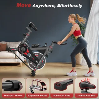Hometrainers - Fitnessfiets voor binnenshuis met vliegwiel van 10 kg - LCD-scherm - Verstelbare stoel en armleuningen - Draagvermogen 120 kg