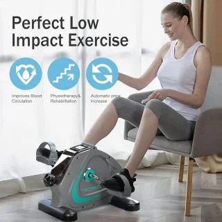 Draagbare Mini Hometrainer voor Onder Bureau met Vliegwiel voor Senioren en Revalidatie