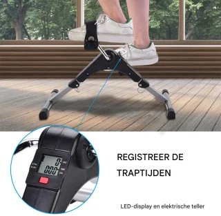 Opvouwbare Fitness Fietstrainer – Pedal Exerciser met LCD Display, Weerstand Instelbaar – Compacte Been- en Armtrainer voor Thuis & Kantoor