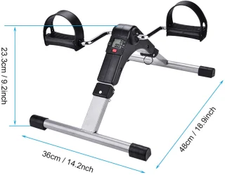 Opvouwbare Fitness Fietstrainer – Pedal Exerciser met LCD Display, Weerstand Instelbaar – Compacte Been- en Armtrainer voor Thuis & Kantoor