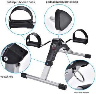 Opvouwbare Fitness Fietstrainer – Pedal Exerciser met LCD Display, Weerstand Instelbaar – Compacte Been- en Armtrainer voor Thuis & Kantoor