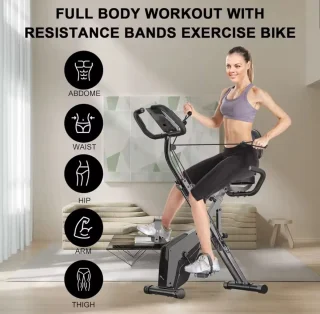 Hometrainer - Opvouwbaar - Fitness apparaat - Hometrainer Fiets - 8 Weerstandsniveaus - Hartslagsensoren - LCD-scherm – Stationaire Fitness Fiets - Indoor Cycling