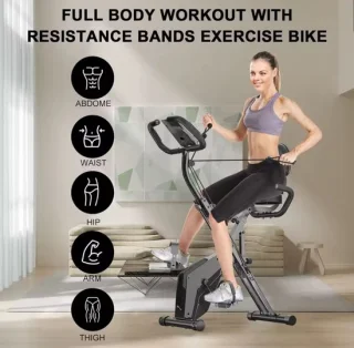 Hometrainer - Opvouwbaar - Fitness apparaat - Hometrainer Fiets - 8 Weerstandsniveaus - Hartslagsensoren - LCD-scherm – Stationaire Fitness Fiets - Indoor Cycling