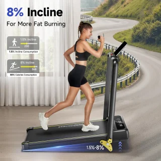 Opvouwbare Loopband met 8% Helling voor Thuisgebruik - Stille Treadmill van 0,8-8 km/u, Led-display, App en Afstandsbediening