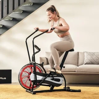 Air Bike met Luchtweerstand voor Effectieve Thuistraining, Compatibel met Apps, Verlicht Display, Tot 100 kg