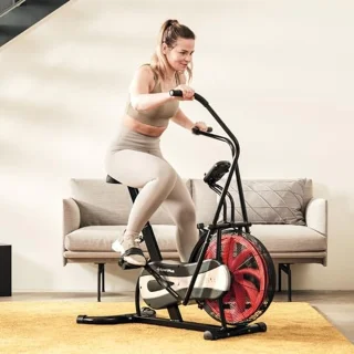 Air Bike met Luchtweerstand voor Effectieve Thuistraining, Compatibel met Apps, Verlicht Display, Tot 100 kg