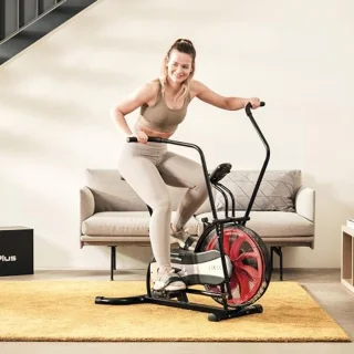 Air Bike met Luchtweerstand voor Effectieve Thuistraining, Compatibel met Apps, Verlicht Display, Tot 100 kg