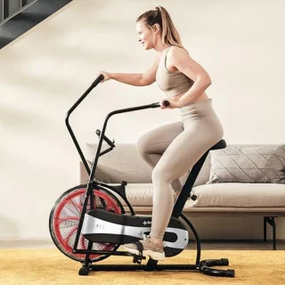 Air Bike met Luchtweerstand voor Effectieve Thuistraining, Compatibel met Apps, Verlicht Display, Tot 100 kg
