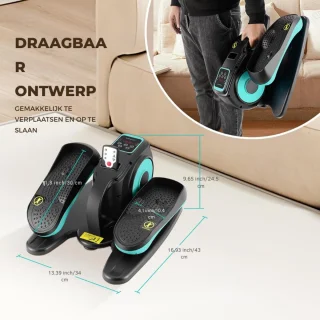Elektrische Crosstrainer – Onder-Bureau Elliptical – Compacte Zit-Pedaaltrainer met Afstandsbediening – Geschikt voor Senioren & Jongeren – Draagbaar Fitnessapparaat