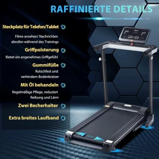 Opvouwbare fitness-loopband met 12 programma's en mobiele telefoonhouder - Maximaal 100 kg