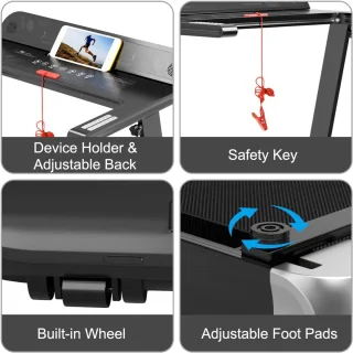 Inklapbare loopband voor thuis met LCD-display en Bluetooth-app, 1-12 km/u, 550W