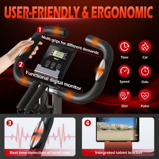 3in1 Fitnessfiets Hometrainer Inclapbaar Zwart