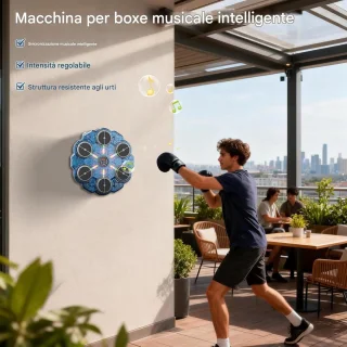 Boksmachine muziekbox met wandmontage bokstrainer, 335 x 365 x 37 cm, blauw